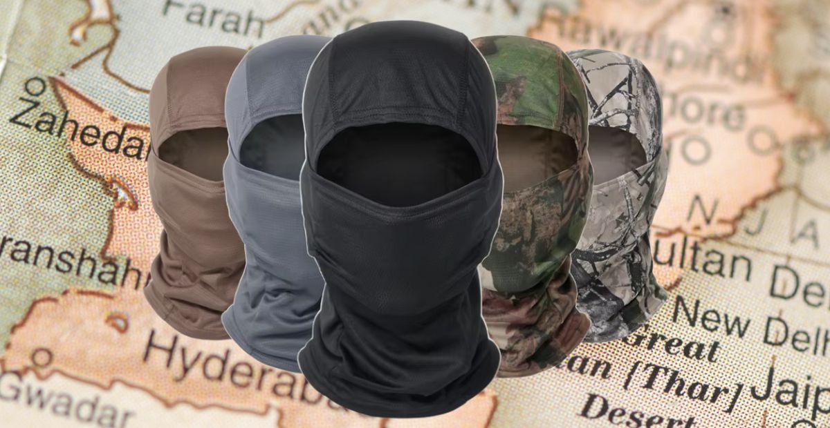 Custom ski masks displayed in various styles, designed by Mr. Balaclava, Pakistan's leading ski mask innovator.