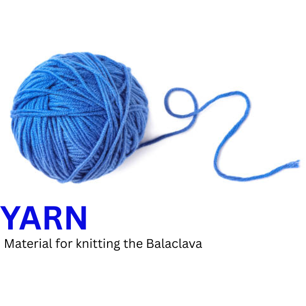 Blue yarn ball for knitting a balaclava.