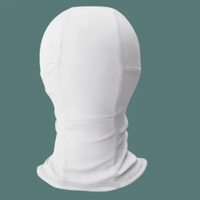 Back Side to Custom White label white ski mask