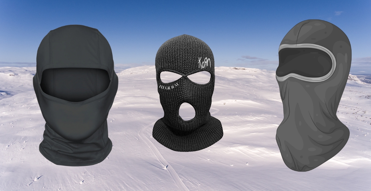 Three different styles of ski masks displayed over a snowy mountain background representing modern alternatives.