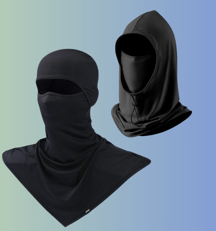 Breathable and lightweight black summer balaclava masks for hot weather protection.