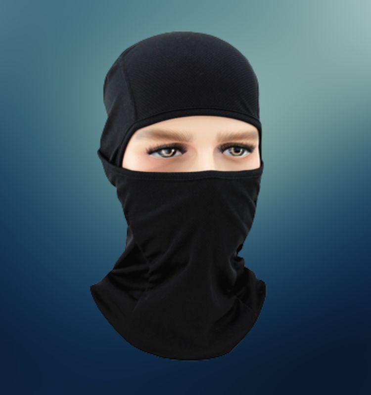 Black full-face blank ski mask for winter protection and custom branding