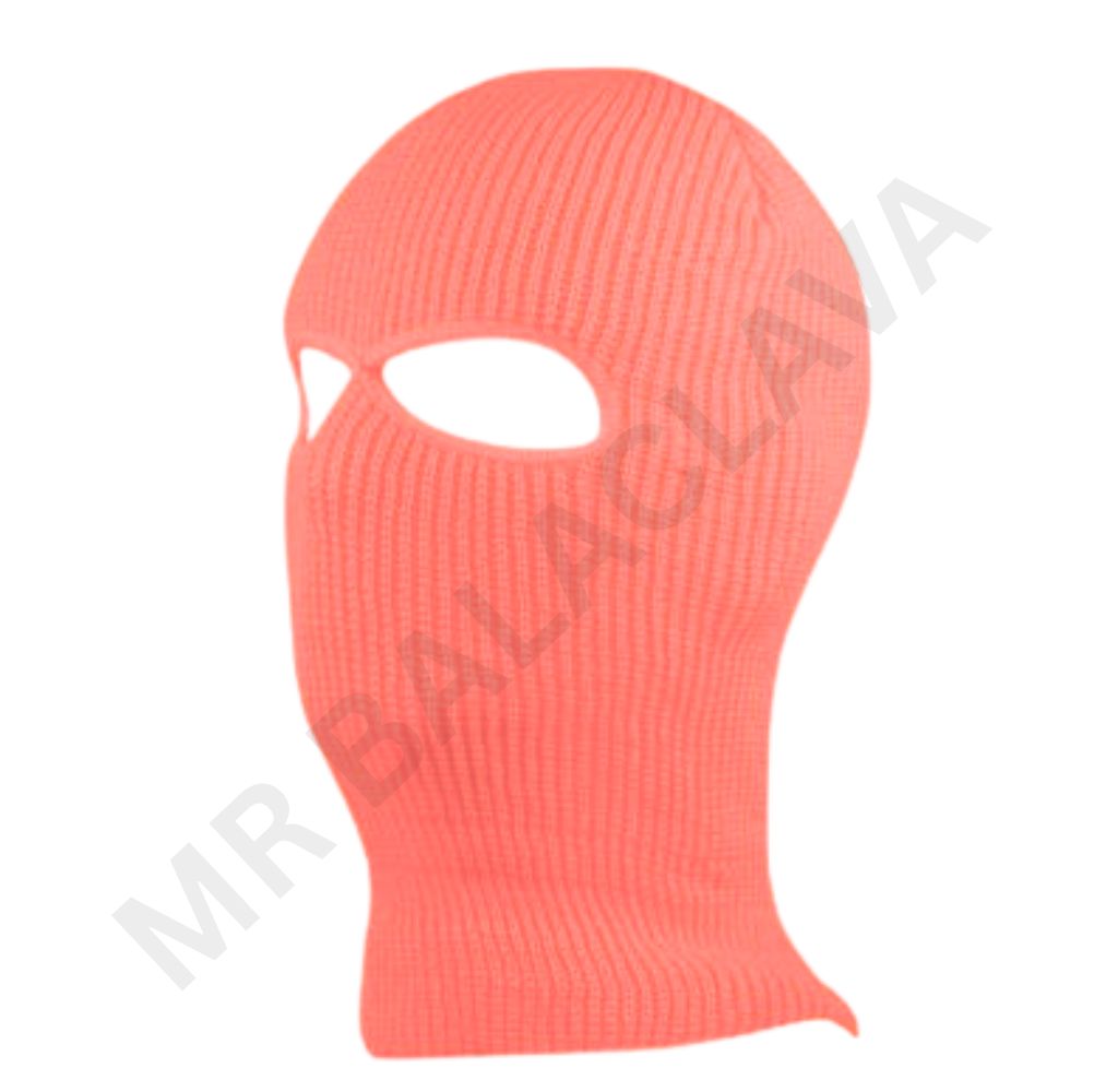 Orange knitted balaclava with two eyeholes