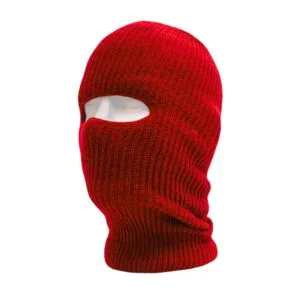 Red knit balaclava with eye opening