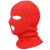 Coral Three-Hole Knitted Balaclava – Soft Acrylic Rib Knit – Image 3 of 4