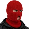 Dark Red Three-Hole Knitted Balaclava – Reinforced Openings – Image 2 of 4