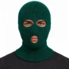 Pasamontañas tejido verde azulado oscuro de tres aberturas – cuello largo acampanado – Imagen 2 de 4