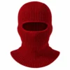 Pasamontañas tejido rojo intenso de una abertura – canalé grueso – Imagen 1 de 4