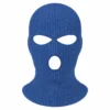 Denim Blue Three-Hole Knitted Balaclava – Soft Acrylic Rib Knit – Image 1 of 4