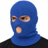Denim Blue Three-Hole Knitted Balaclava – Soft Acrylic Rib Knit – Image 2 of 4