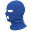 Denim Blue Three-Hole Knitted Balaclava – Soft Acrylic Rib Knit – Image 3 of 4