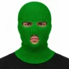 Emerald Green Three-Hole Knitted Balaclava – Rib Knit, Oval Mouth Opening – Image 2 of 4
