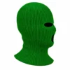 Emerald Green Three-Hole Knitted Balaclava – Rib Knit, Oval Mouth Opening – Image 3 of 4