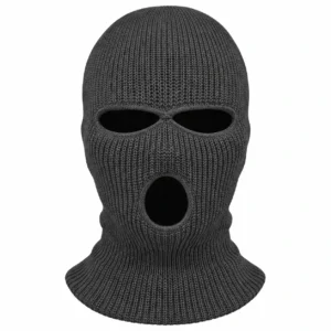 Graphite Grey Three-Hole Knitted Balaclava – Lightweight Stretch Knit