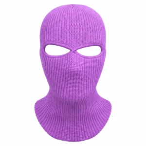 Pasamontañas tejido lavanda de dos aberturas – canalé fino