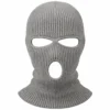 Light Grey Three-Hole Knitted Balaclava – Seamless Top, Rib Knit – Image 1 of 4
