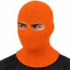 Cagoule tricotée orange à deux ouvertures – maille côtelée acrylique douce – Image 2 sur 4