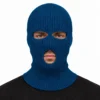 Cagoule tricotée bleu pétrole à trois ouvertures – sommet arrondi, bas évasé – Image 2 sur 4