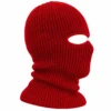 Cagoule tricotée rouge à une ouverture – maille côtelée chaude pour l’hiver – Image 3 sur 4