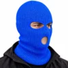 Royal Blue Three-Hole Knitted Balaclava – Stretch Rib Knit, One Size – Image 2 of 4