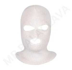 White knitted balaclava with three openings