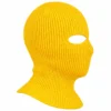 Pasamontañas tejido amarillo de dos aberturas – punto elástico ligero – Imagen 3 de 4