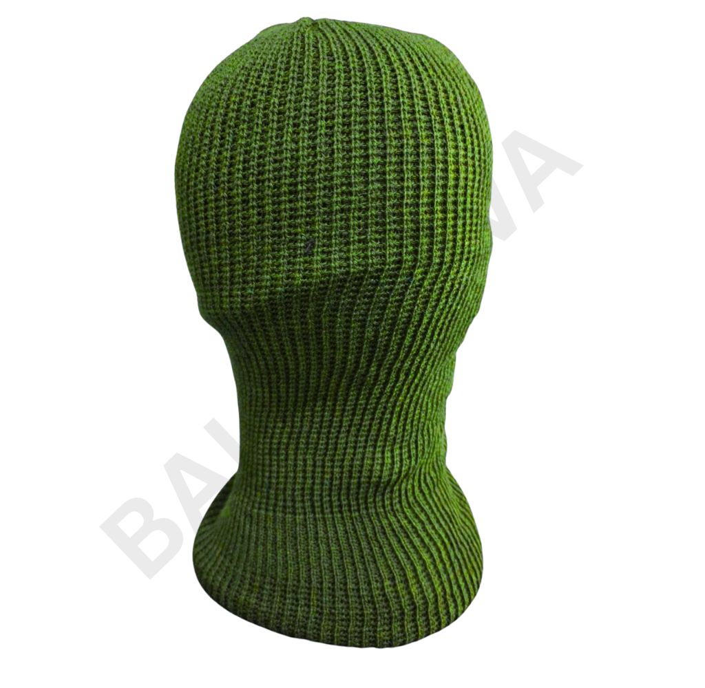 Green knitted balaclava with a full head and neck cover