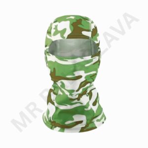 Camouflage Full-Face Balaclava with Clear Eye Mesh Window.