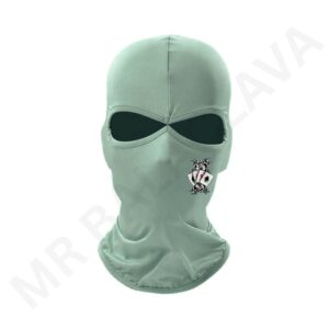Two-hole printed balaclava with eye openings and a small playing card graphic on the side.