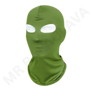 Green 2-hole balaclava with eye openings.