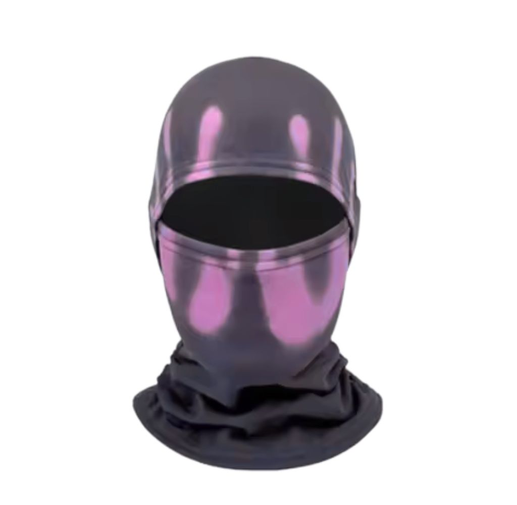 Cycling sublimated balaclava with pink and gray reflective pattern