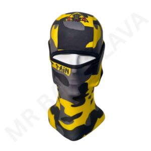 Luxury sublimated camo balaclava with yellow and black print