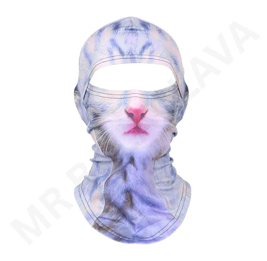 Sublimated cat-face balaclava for motorcycle riders