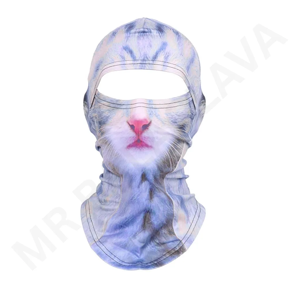 Sublimated cat-face balaclava for motorcycle riders