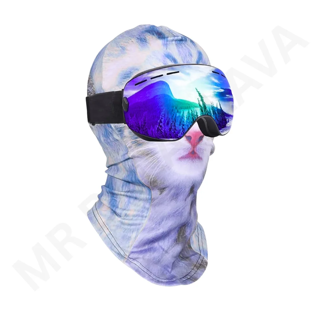 Sublimated cat face balaclava for motorcycle use