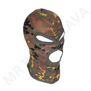 Multicam balaclava with two eye openings and reinforced edge trim