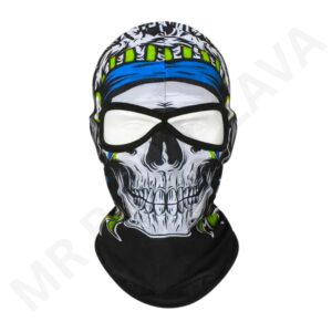 Skull with goggles balaclava print in black