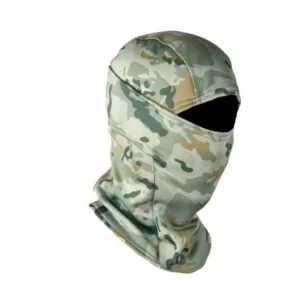 Camouflage balaclava ski mask with open eye opening in light desert camouflage