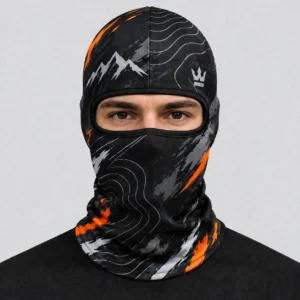 Custom Topographic Sublimated Balaclava – Black & Orange