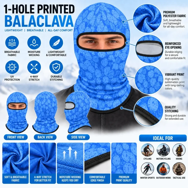 Custom Blue Pattern Sublimated Balaclava – Mesh Eye: features and views
