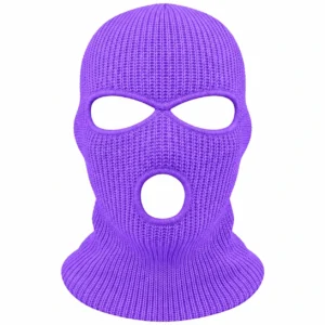 Blue Violet Three-Hole Knitted Balaclava – Warm Knit for Cold Weather