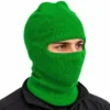 Bright Green One-Hole Knitted Balaclava – Stretch Rib Knit, One Size – Image 2 of 4
