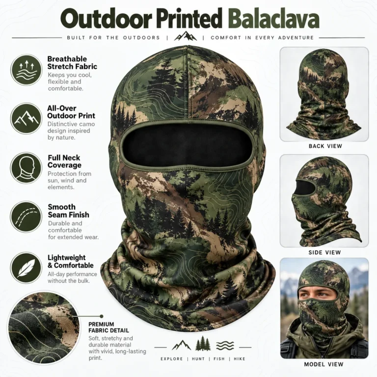 Custom Camo Printed Balaclava – Outdoor, Hunting & Fishing: features and views