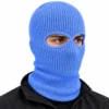 Cagoule tricotée bleuet à deux ouvertures – maille côtelée stretch, taille unique – Image 2 sur 4
