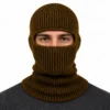 Dark Olive Brown One-Hole Knitted Balaclava – Covered Nose and Mouth – Image 2 of 4