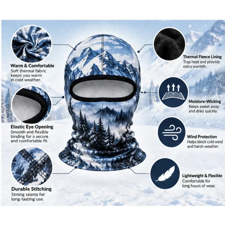 Custom Winter Ski Printed Balaclava – Fleece-Lined: features and views