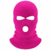 Hot Pink Three-Hole Knitted Balaclava – Stretch Rib Knit, One Size – Image 1 of 4