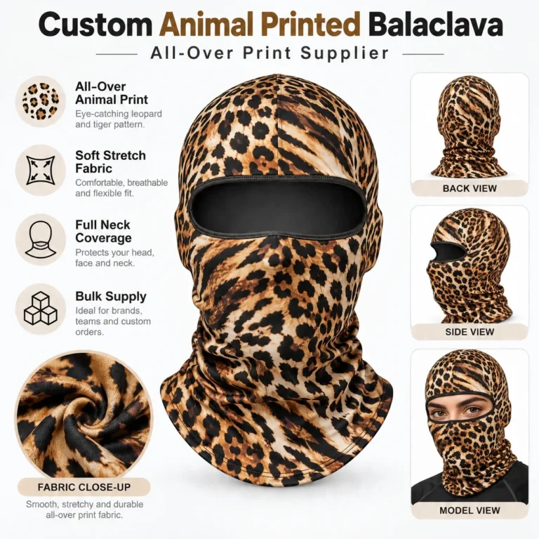 Custom Leopard Print Balaclava – Soft Stretch Jersey: features and views