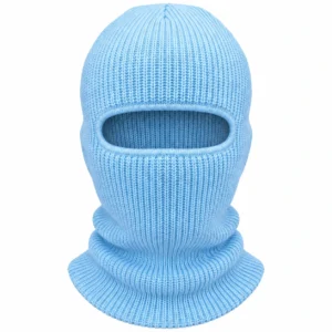 Light Blue One-Hole Knitted Balaclava – Premium Acrylic Knit