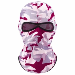 Pasamontañas sublimado de camuflaje magenta – visor de malla